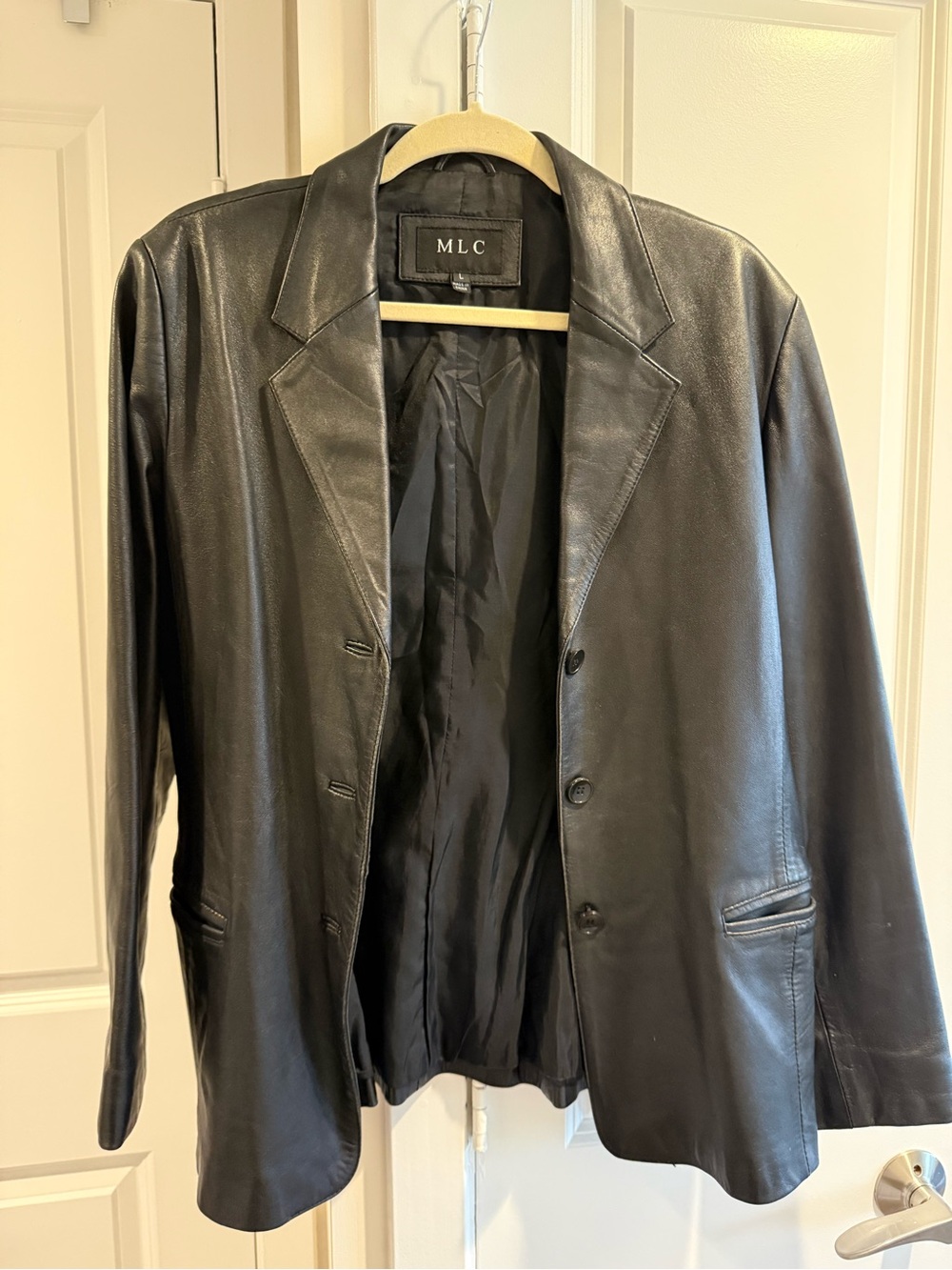 Women's Black Leather Blazer
